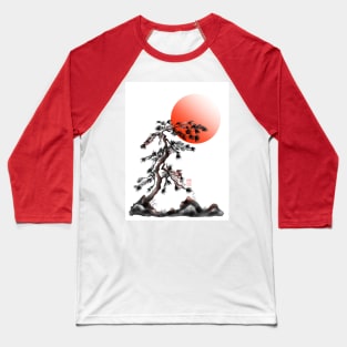 One japanese pine tree with a red rising sun Baseball T-Shirt